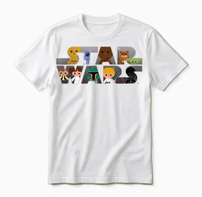 Star Wars Logo Kawaii Multi-Character Unisex T-Shirt - White