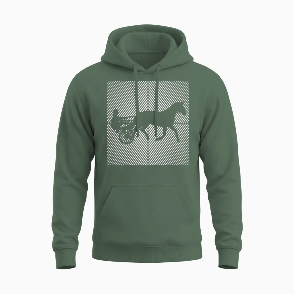 Trotting Horse Trotting Harness-Racing Horses Unisex Hoodie in Military Green