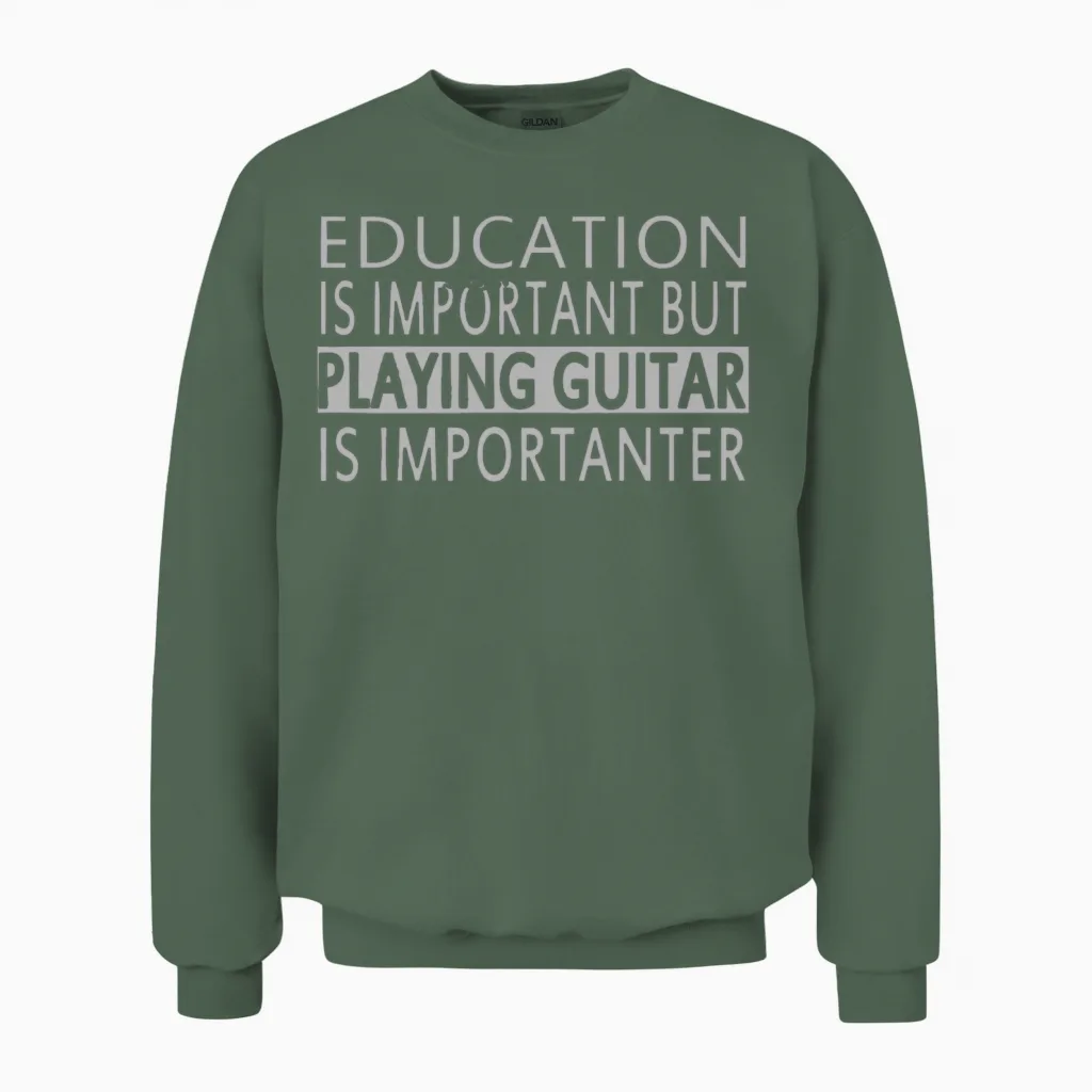 Player Guitar Funny Unisex Sweatshirt in Military Green