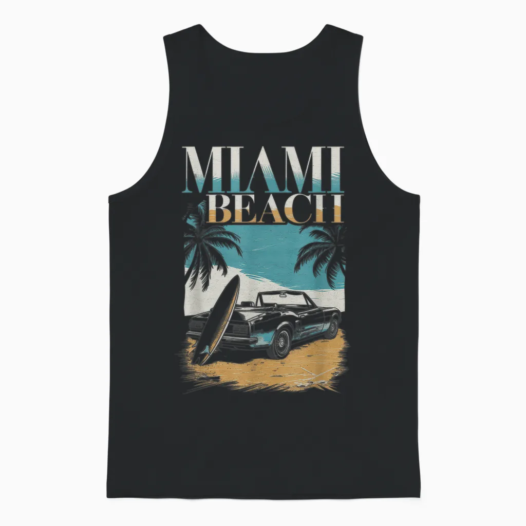 Miami Women's Retro Florida Miami Beach Usa Unisex Tank Top in Black