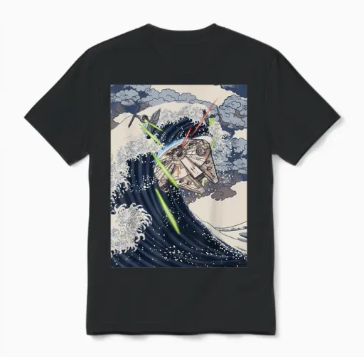 Star Wars Millennium Falcon Space Wave Unisex T-Shirt in Black