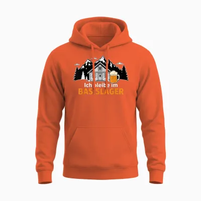 T-Shirt with German Text "ich Bleibbe Im Basislager - Bergsteiger Wandererer Berge & Bier [german Language] Unisex Hoodie - Orange