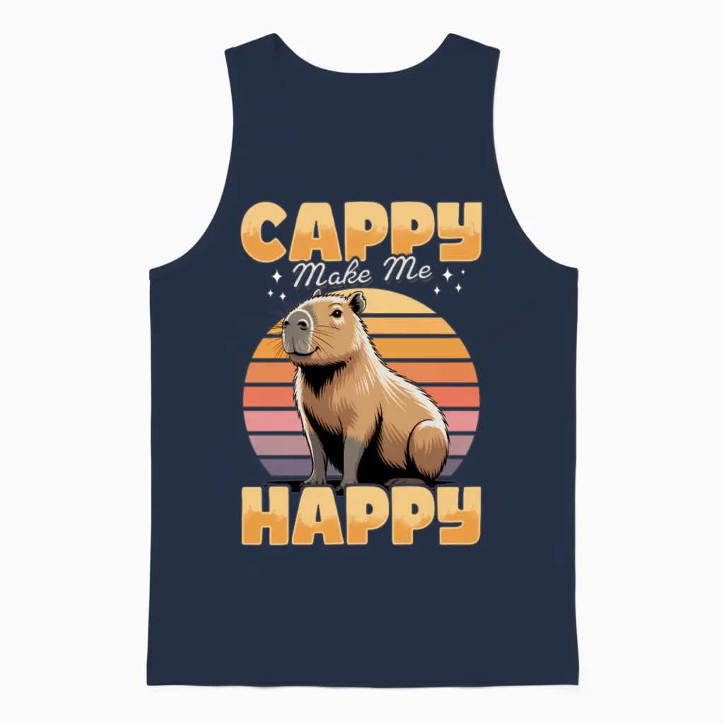 Funny Capybara Unisex Tank Top - Navy