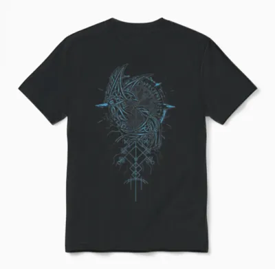 Walhalla Raven Odins Runes Nordic Compass Viking Unisex T-Shirt - Black