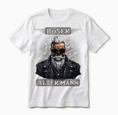 Böser Alter Mann Herren Motorrad Biker Sarkasmus Unisex T-Shirt - White