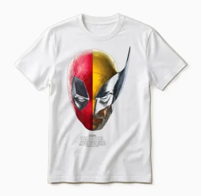 Marvel Deadpool & Wolverine Portrait T-Shirt, Black, S Unisex T-Shirt - White