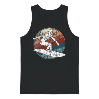 Surfer Retro Style Unisex Tank Top - Black – 1
