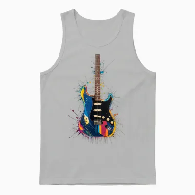 Guitarist Gift Guitar Instrument Music Color Christmas Unisex Tank Top - Ash