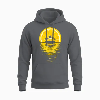 Summer Lemon - Sunset Tropical Bright, Gift, Fun, Retro Unisex Hoodie - Charcoal