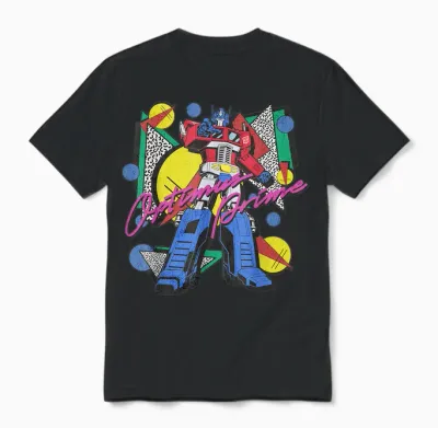 Transformers Retro Optimus Prime 80's Print Unisex T-Shirt - Black