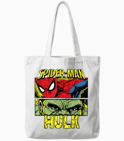Marvel Studios Spider-Man: Bnd Movie 2026 Spidey & the Hulk Tote Bags - White