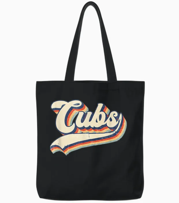 Cubs Sports Name Vintage Retro Gift Men Women Boy Girl Tote Bags in Black