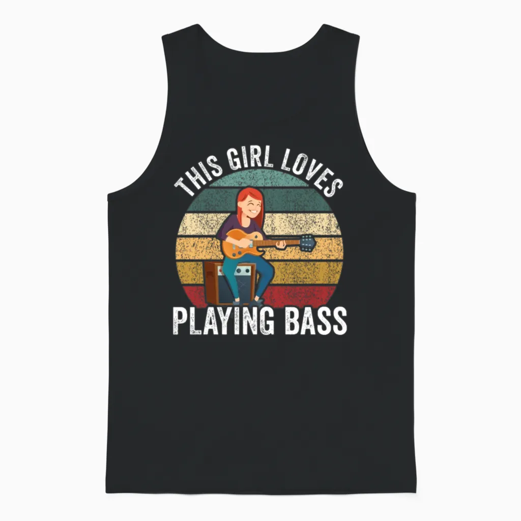 This Girl Loves Playing Bass Guitar Musician Band Unisex Tank Top in Black