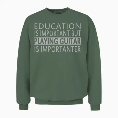 Player Guitar Funny Unisex Sweatshirt - Military Green