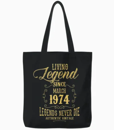 Living Legend Since March 1974 Tote Bags - Black