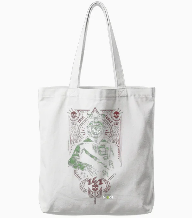 Call of Duty: Modern Warfare 2 Ghost Playing Card Portrait Tote Bags in White