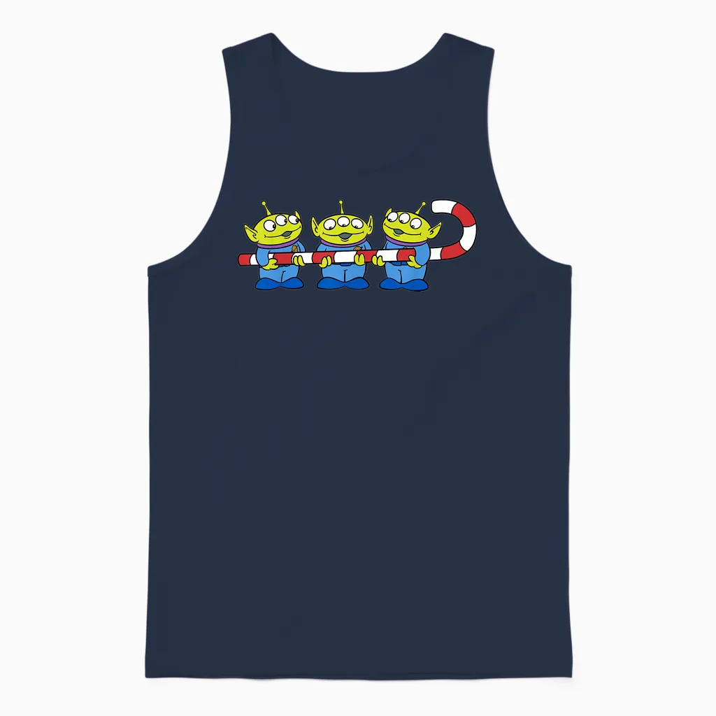 Disney Pixar Toy Story Aliens Candy Cane Christmas Unisex Tank Top in Navy