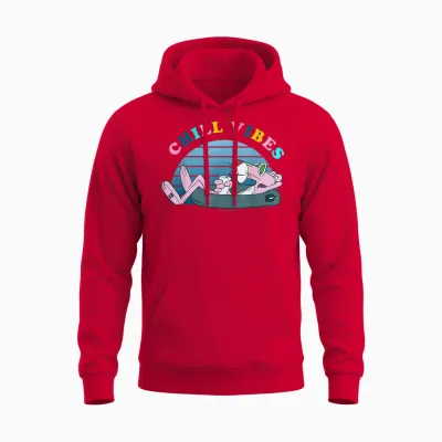 The Casual Vibe of the Pink Panther T-Shirt, Black, S Unisex Hoodie - Red