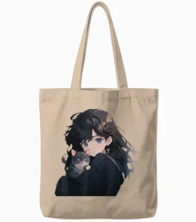 Anime Und Katzen Manga Mädchen Mit Einer Katze Anime Liebhaber Tote Bags - Natural