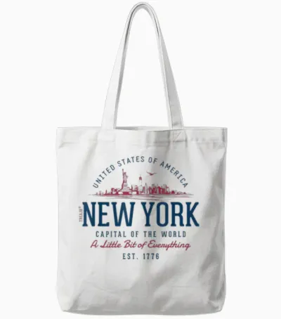 Vintage Look Retro Style United States New York T-Shirt, White Tote Bags - White