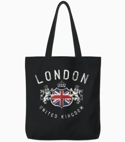 London Great Britain Tote Bags - Black
