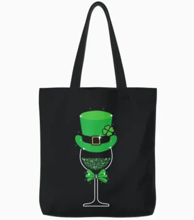 Leprechaun's Touch St. Patrick's Festive Wine Hat Women's Men's T-Shirt, Black, S Tote Bags - Black