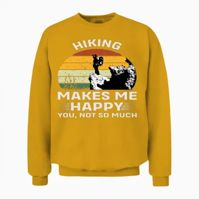 Hiking Make Me Happy Unisex Sweatshirt - Gold