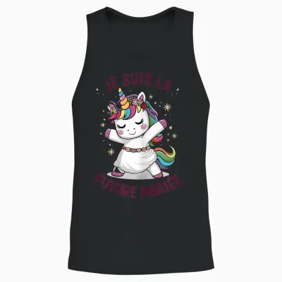 Je Suis La Future Bride Wedding Woman Unicorn T-Shirt, White Unisex Tank Top - Black