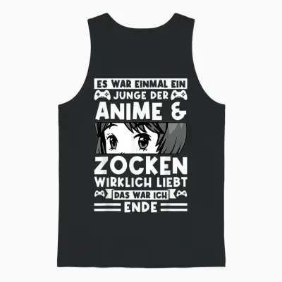 Ein Junge Der Anime & Zocken Liebt Anime Zocken Unisex Tank Top - Black