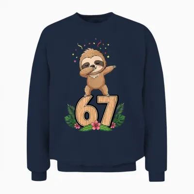 Six Seven Meme Dabbing Baby Faultier 67 Lustiges Gen Z Alpha Unisex Sweatshirt - Navy