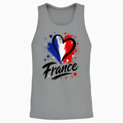 Beau Drapeau I Love France Vacation Travel Lovely Heart Unisex Tank Top - Sport Grey