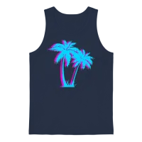 Beach Vaporwave Palm Tree Gift Aesthetic Tropical Unisex Tank Top - Navy – 1