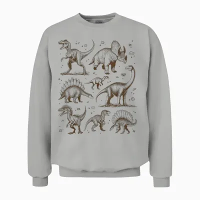 Dinosaur Paleontology Science Biology T-Rex Vintage Graphic T-Shirt, Grey, S Unisex Sweatshirt - Ash
