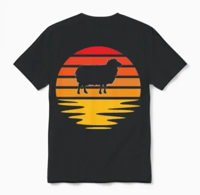 Sheep Retro Unisex T-Shirt - Black