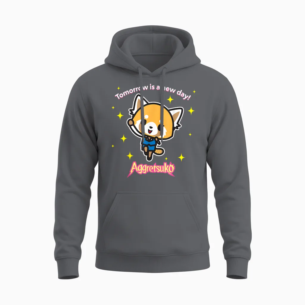 Aggretsuko "tomorrow Is a New Day" Unisex Hoodie in Charcoal