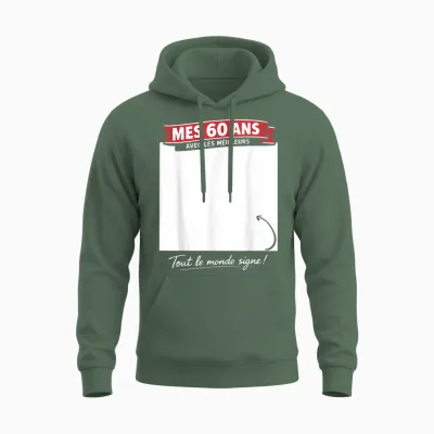 60ème Anniversaire Homme Femme 60 Ans 1966 Déco Drôle Cadeau Unisex Hoodie - Military Green