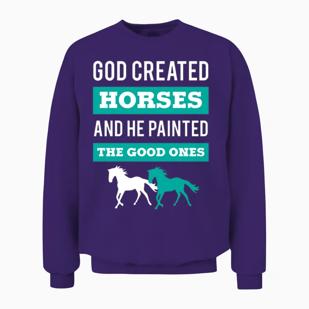 Equestrians with a Painted Horse Unisex Sweatshirt in Purple