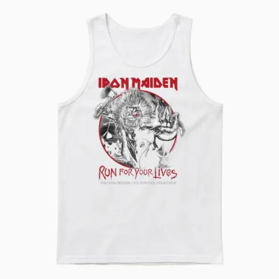 Iron Maiden Run for Your Lives Tour 2026 Clisson Unisex Tank Top - White