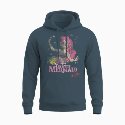 Disney the Little Mermaid Ariel Flounder Sebastian Vintage Unisex Hoodie - Dark Heather