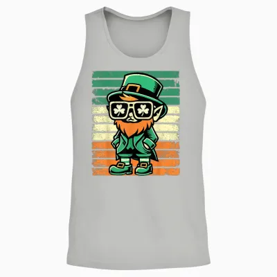 Rétro Leprechaun St Patty's Shamrock Funny St Patrick Unisex Tank Top - Ash