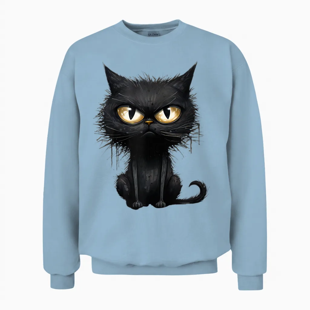 Damen Katze Nachthemd Nachtwäsche Schlafhemd Sleepshirt Unisex Sweatshirt in Light Blue