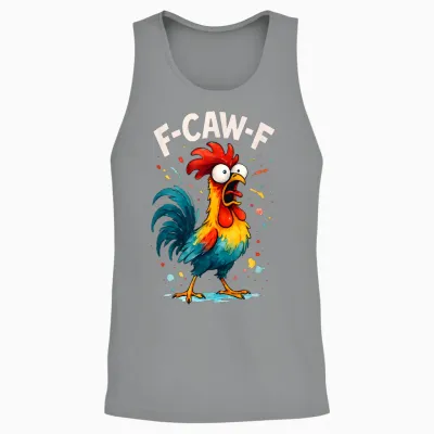 F Caw F Chicken Funny Rooster Meme Graphic Novelty for Men and Women Unisex Tank Top - Sport Grey