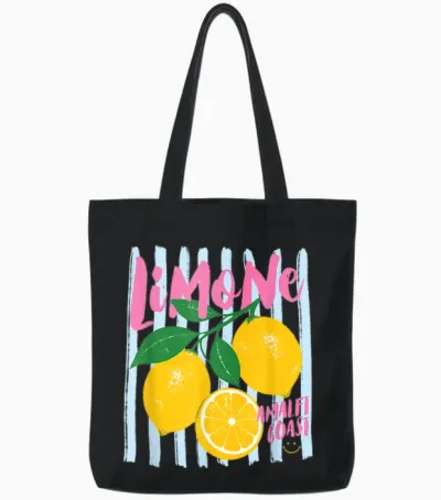 Limone Amalfi Coast Zitrone Süße Sommer Obst Markt Kunst Tote Bags - Black