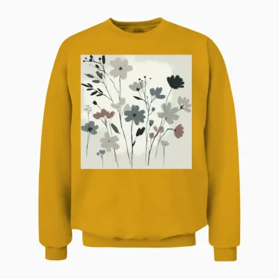 Minimal Floral Design Unisex Sweatshirt - Gold
