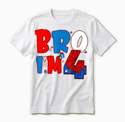 Bro I’m 4 Spider Theme Party Boy Birthday 4th Years Old Unisex T-Shirt - White