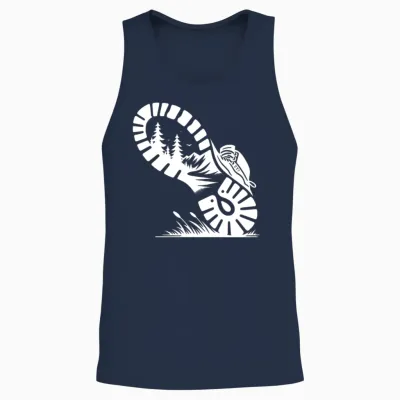 Hiking Boot with Forest Profile for Hikers Unisex Tank Top - Navy