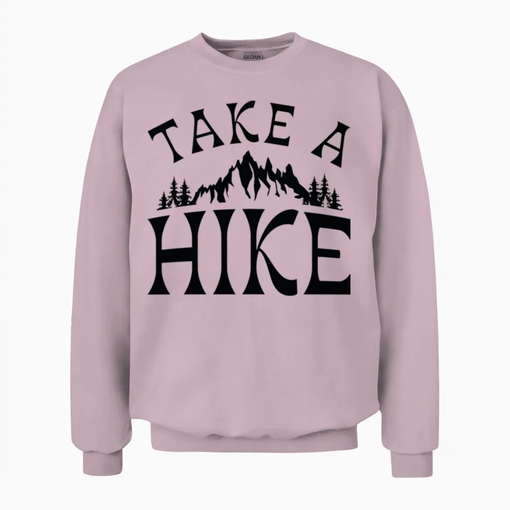 Take a Hike Hiking & Outdoors Gift Unisex Sweatshirt in Light Pink
