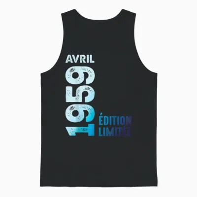 Limited Edition April 1959 Birthday Gift 1959 T-Shirt, Black, S Unisex Tank Top - Black