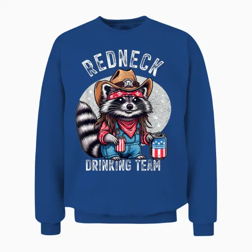 Redneck Hillbilly Raccoon White T-Shirt Party Costume, Black, S Unisex Sweatshirt - Royal
