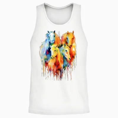 Miniature Horses Mini Horse Watercolor Splash Unisex Tank Top - White